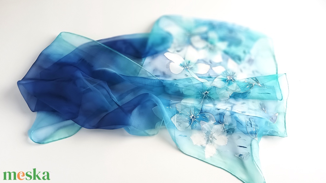 Csillagfényes éj tiszta selyem sál - ruha & divat - sál, sapka, kendő - sál - Meska.hu