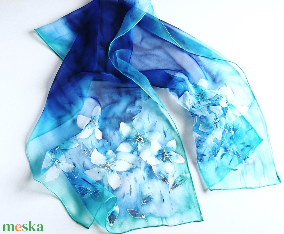 Csillagfényes éj tiszta selyem sál - ruha & divat - sál, sapka, kendő - sál - Meska.hu