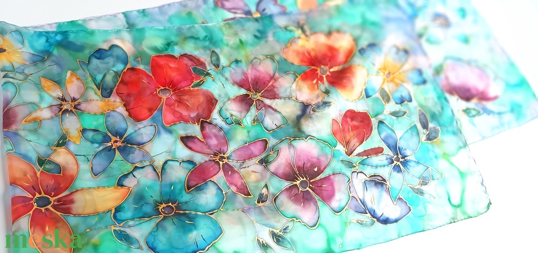 Trópusi utópia tiszta selyem stóla - ruha & divat - sál, sapka, kendő - sál - Meska.hu