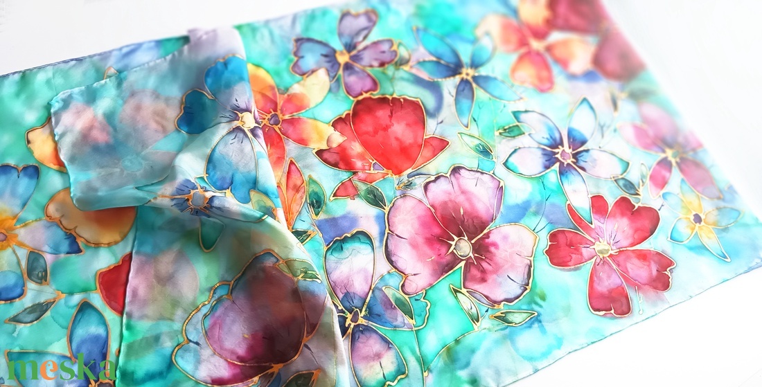 Trópusi utópia tiszta selyem stóla - ruha & divat - sál, sapka, kendő - sál - Meska.hu