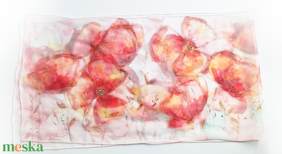 Napfényes pipacsok tiszta selyem sál - ruha & divat - sál, sapka, kendő - sál - Meska.hu