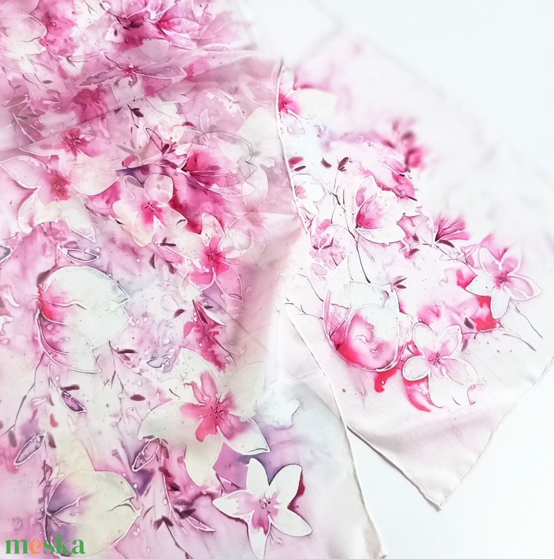 Varázslatos magnóliák tiszta selyem sál - ruha & divat - sál, sapka, kendő - sál - Meska.hu