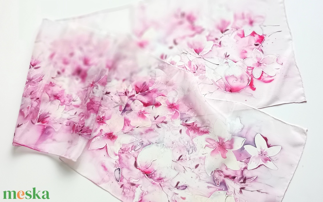 Varázslatos magnóliák tiszta selyem sál - ruha & divat - sál, sapka, kendő - sál - Meska.hu