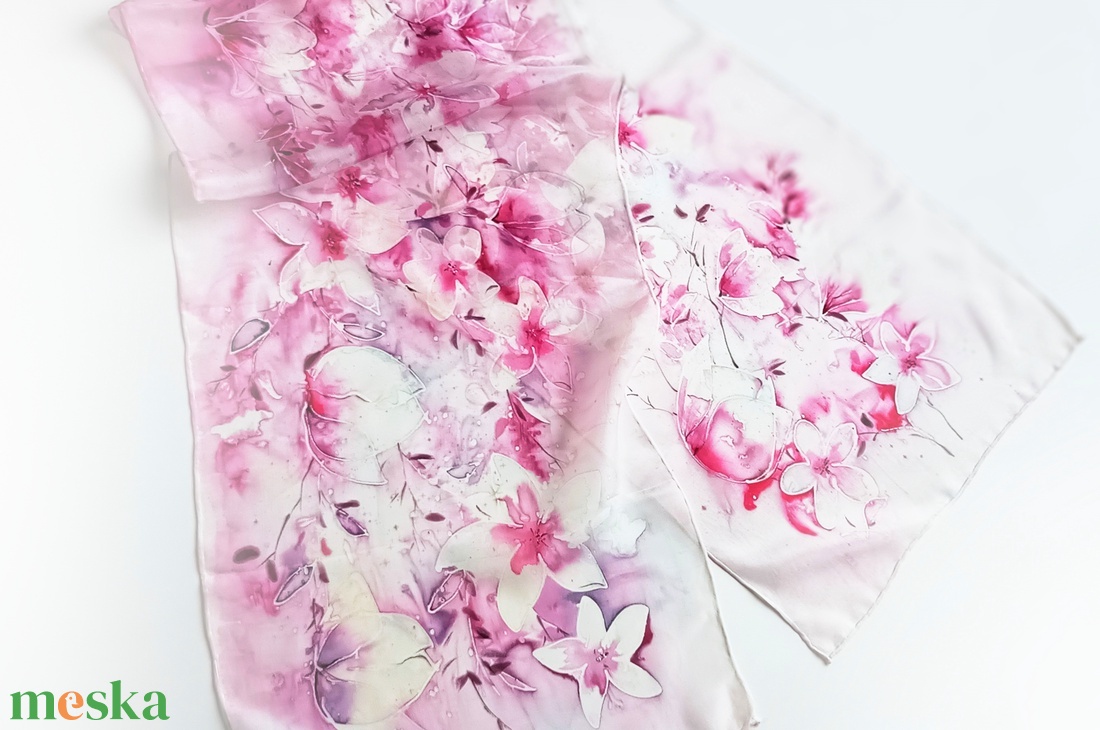 Varázslatos magnóliák tiszta selyem sál - ruha & divat - sál, sapka, kendő - sál - Meska.hu