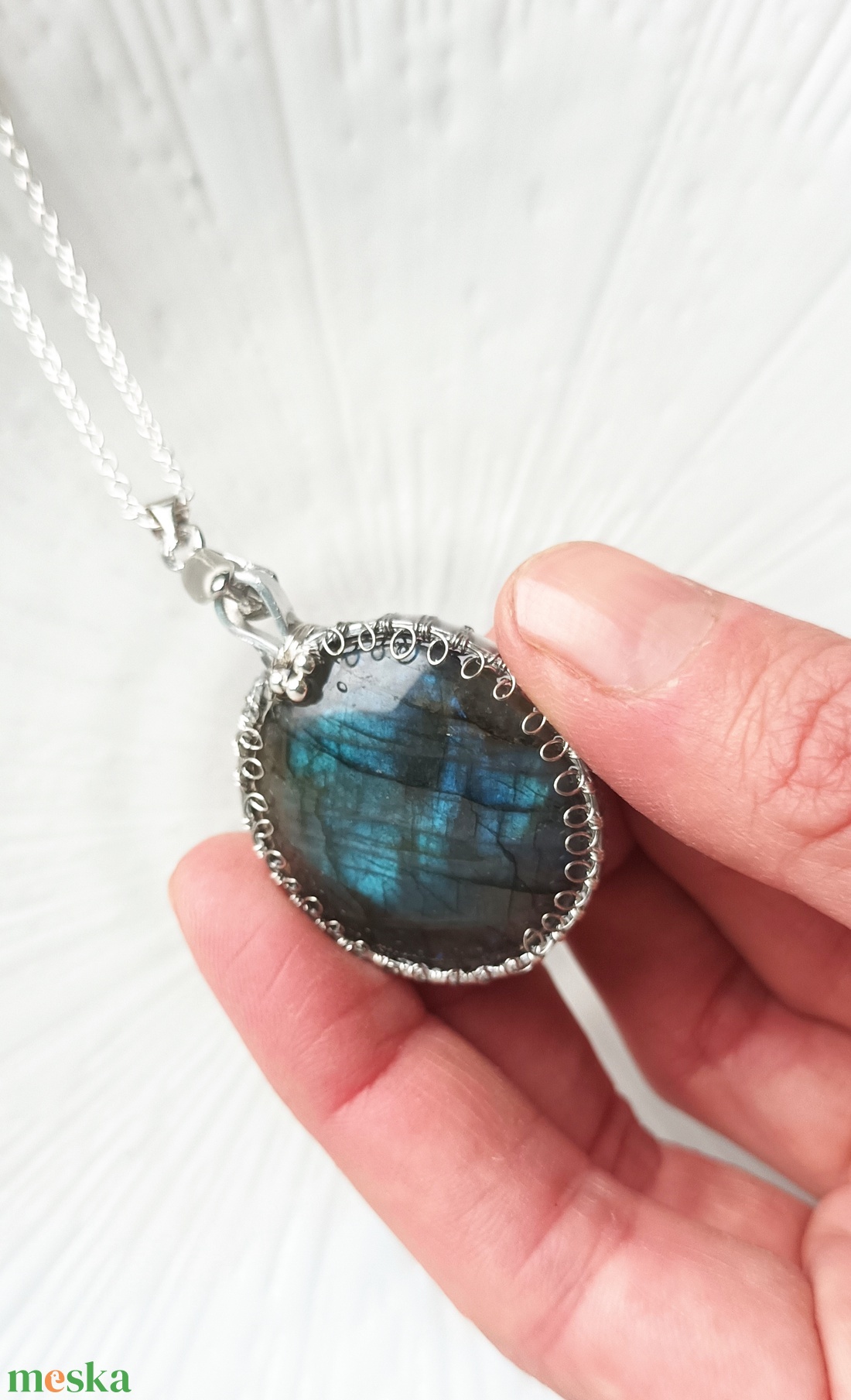 Labradorit természetes ásvány nyaklánc - ékszer - nyaklánc - medálos nyaklánc - Meska.hu