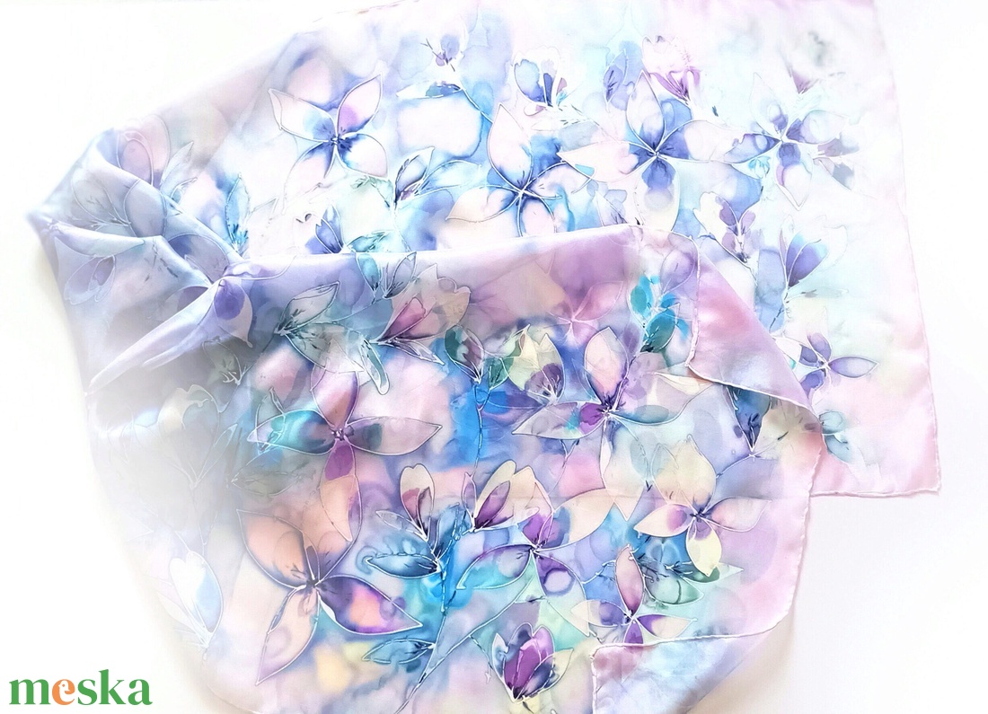 Hortenzia kert tiszta selyem stóla - ruha & divat - sál, sapka, kendő - stóla - Meska.hu