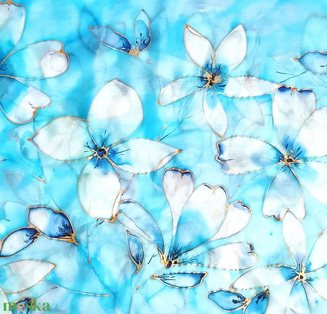 Égszínkék utópia tiszta selyem stóla - ruha & divat - sál, sapka, kendő - sál - Meska.hu