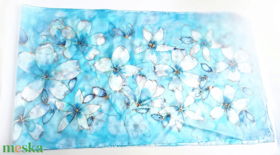 Égszínkék utópia tiszta selyem stóla - ruha & divat - sál, sapka, kendő - sál - Meska.hu