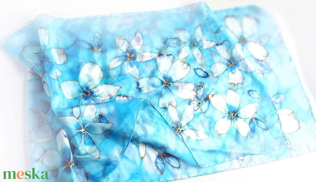 Égszínkék utópia tiszta selyem stóla - ruha & divat - sál, sapka, kendő - sál - Meska.hu