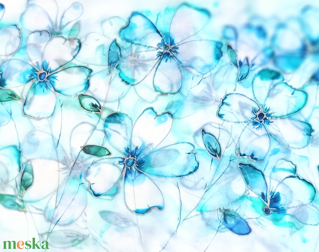 Türkiz álom tiszta selyem sál - ruha & divat - sál, sapka, kendő - sál - Meska.hu