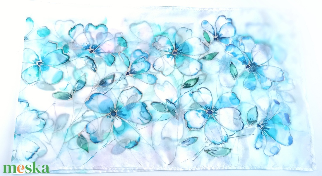 Türkiz álom tiszta selyem sál - ruha & divat - sál, sapka, kendő - sál - Meska.hu