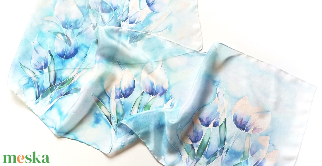 Tulipánillat tiszta selyem sál - ruha & divat - sál, sapka, kendő - sál - Meska.hu