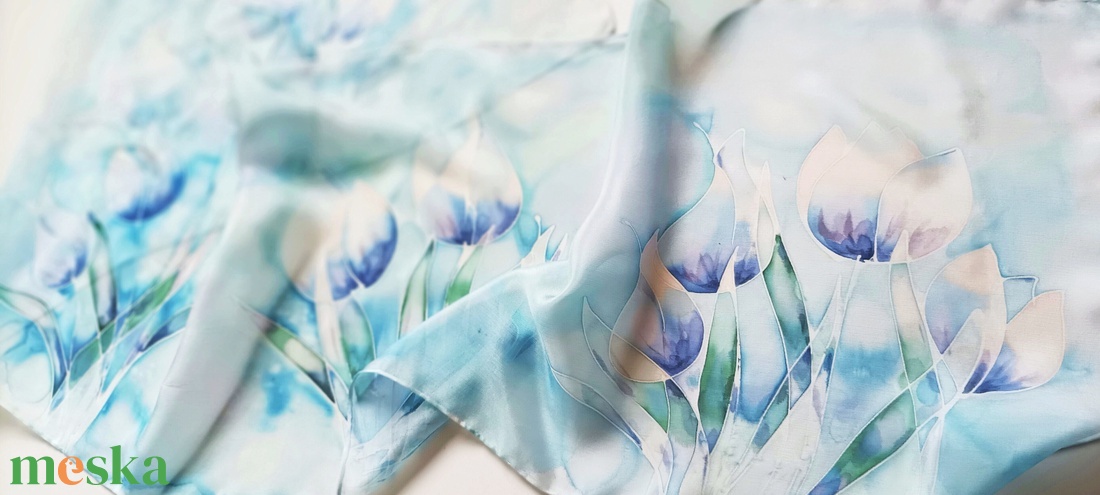 Tulipánillat tiszta selyem sál - ruha & divat - sál, sapka, kendő - sál - Meska.hu