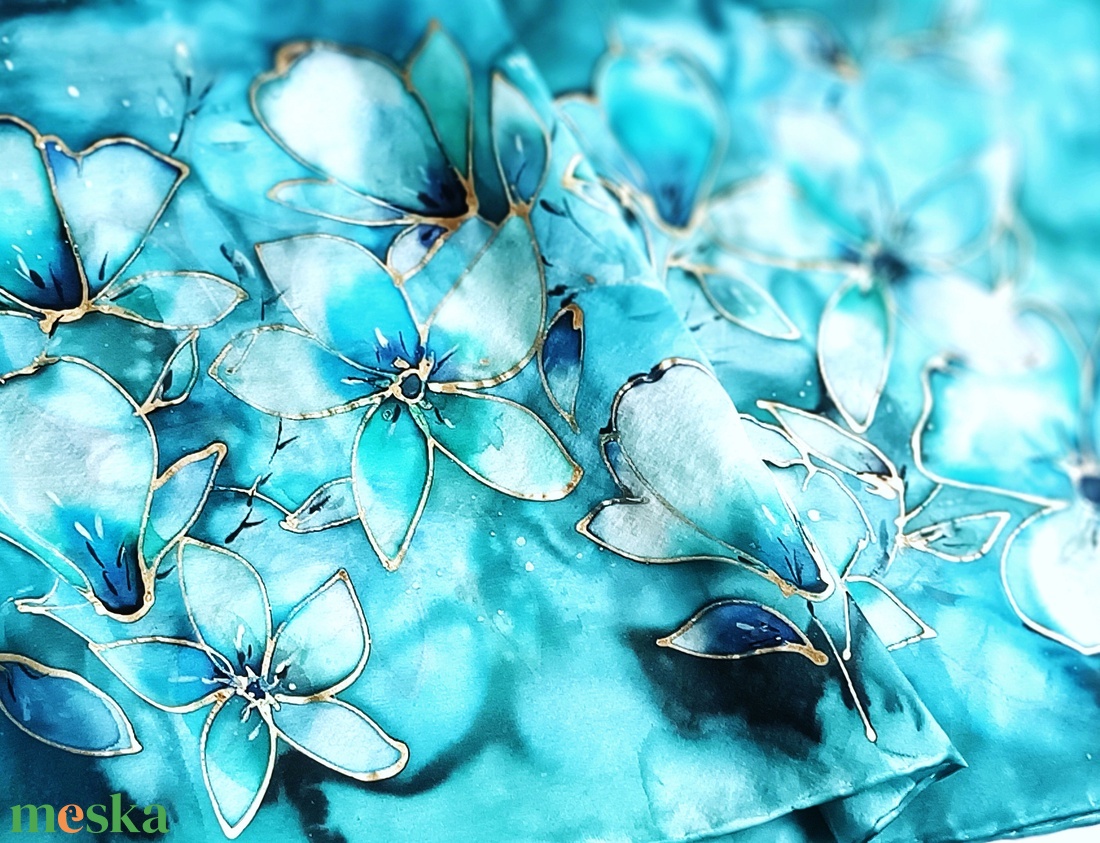 Ezüstös csillogás tiszta selyem sál - ruha & divat - sál, sapka, kendő - sál - Meska.hu