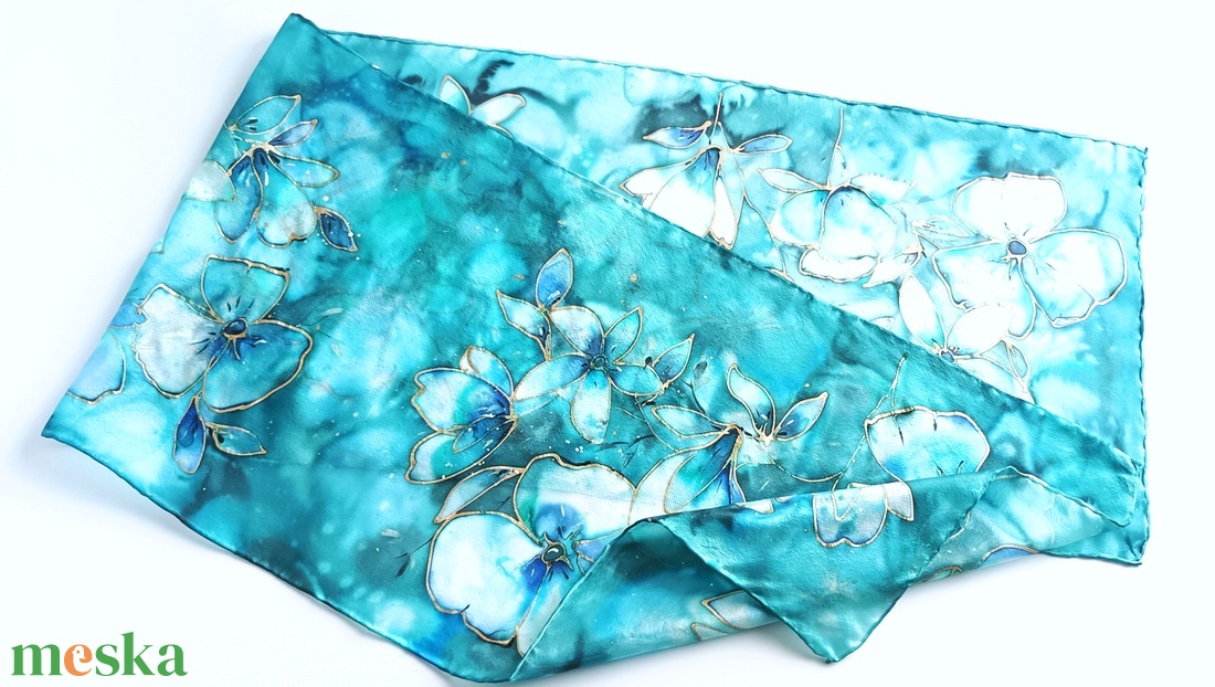 Ezüstös csillogás tiszta selyem sál - ruha & divat - sál, sapka, kendő - sál - Meska.hu