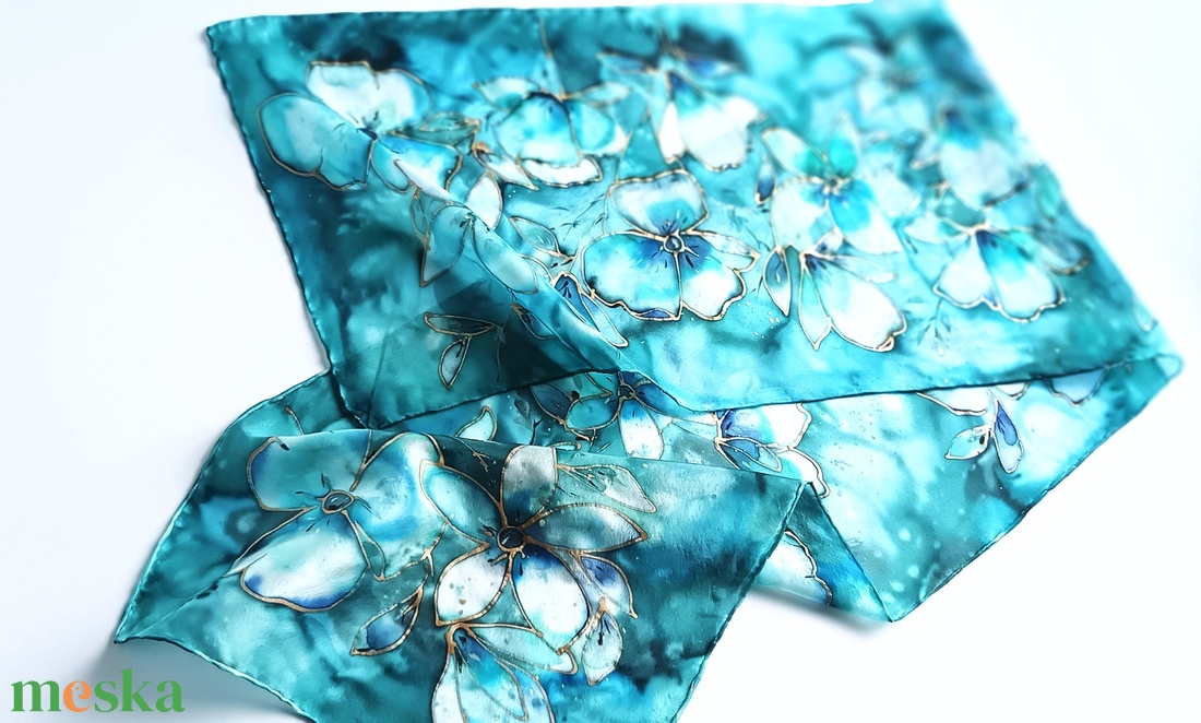 Ezüstös csillogás tiszta selyem sál - ruha & divat - sál, sapka, kendő - sál - Meska.hu