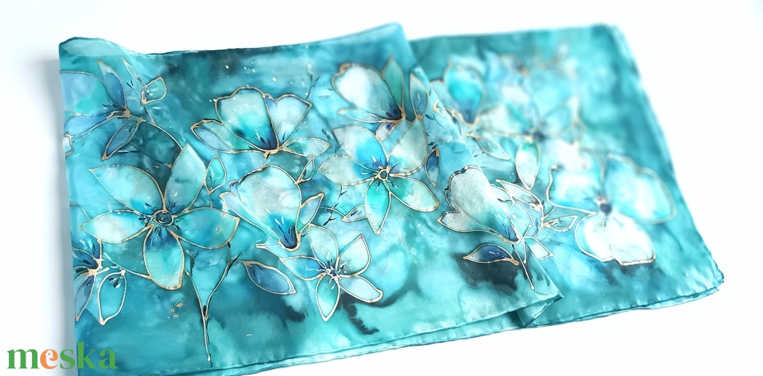 Ezüstös csillogás tiszta selyem sál - ruha & divat - sál, sapka, kendő - sál - Meska.hu