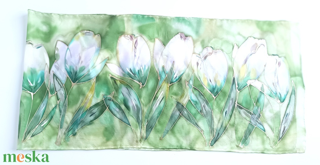 Olíva tiszta selyem sál - ruha & divat - sál, sapka, kendő - sál - Meska.hu