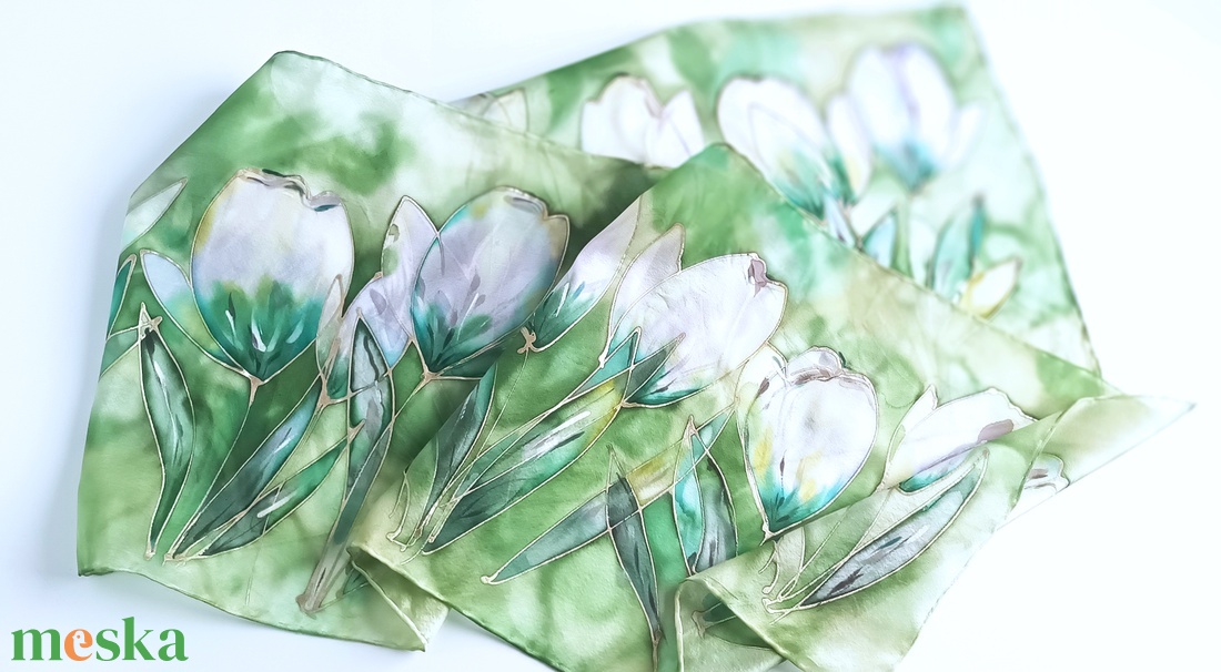 Olíva tiszta selyem sál - ruha & divat - sál, sapka, kendő - sál - Meska.hu