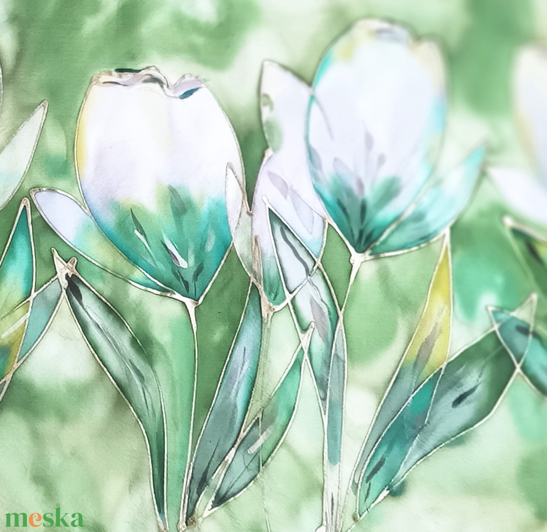 Olíva tiszta selyem sál - ruha & divat - sál, sapka, kendő - sál - Meska.hu