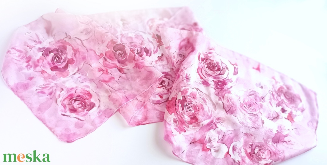 Rózsák álma tiszta selyem sál - ruha & divat - sál, sapka, kendő - sál - Meska.hu
