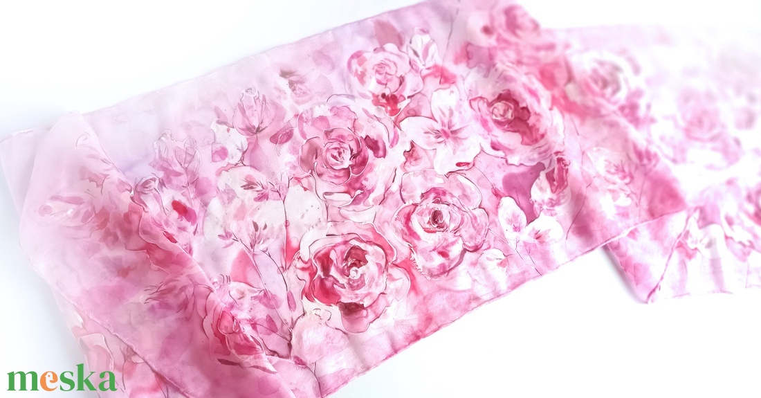 Rózsák álma tiszta selyem sál - ruha & divat - sál, sapka, kendő - sál - Meska.hu