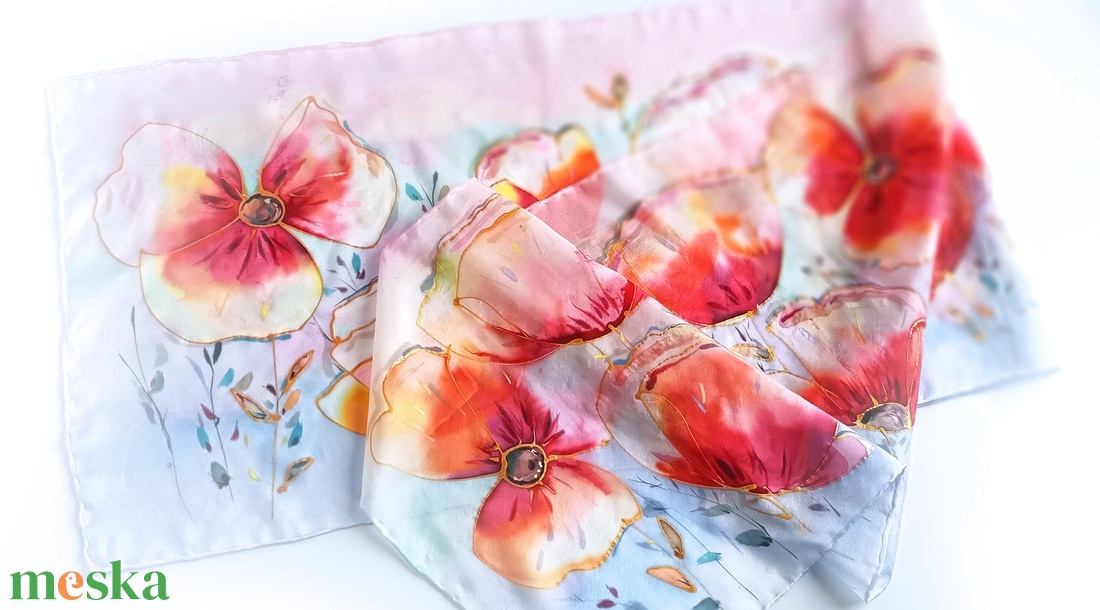 Pasztel fények tiszta selyem sál - ruha & divat - sál, sapka, kendő - sál - Meska.hu