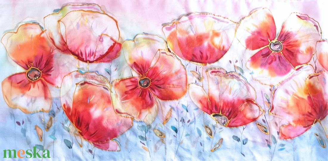 Pasztel fények tiszta selyem sál - ruha & divat - sál, sapka, kendő - sál - Meska.hu