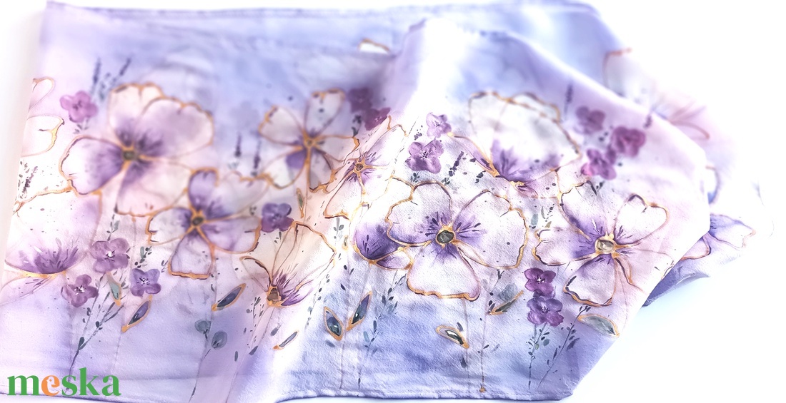 Levendula álom tiszta selyem sál - ruha & divat - sál, sapka, kendő - sál - Meska.hu