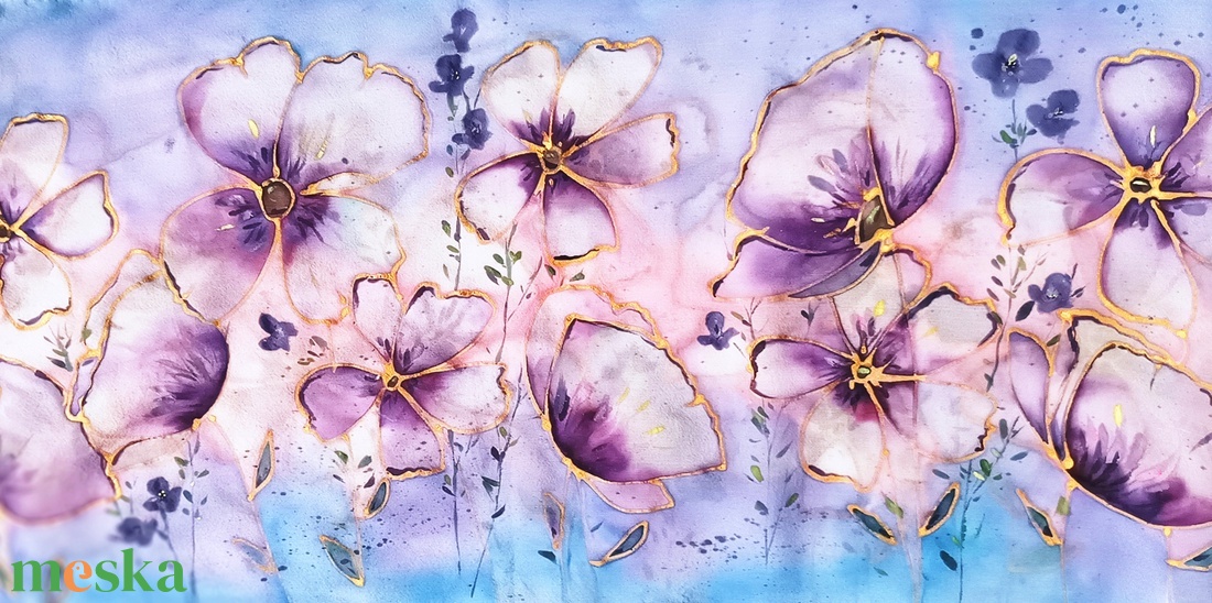 Vadvirágok tiszta selyem sál - ruha & divat - sál, sapka, kendő - sál - Meska.hu