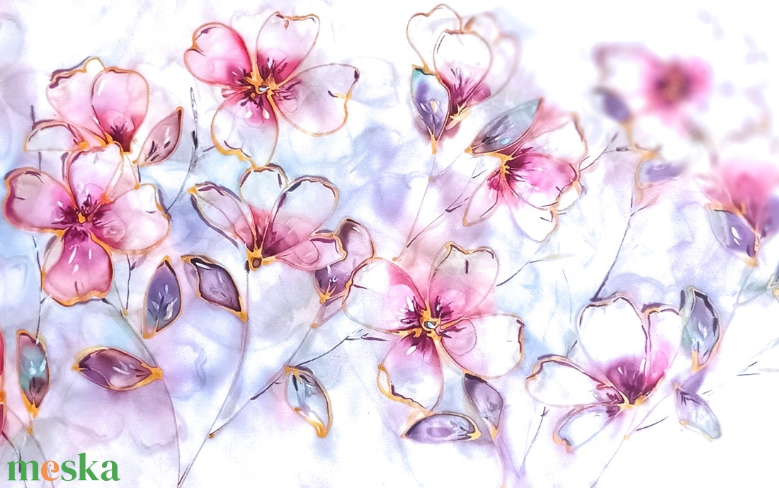 Tündérek kertje tiszta selyem sál - ruha & divat - sál, sapka, kendő - sál - Meska.hu