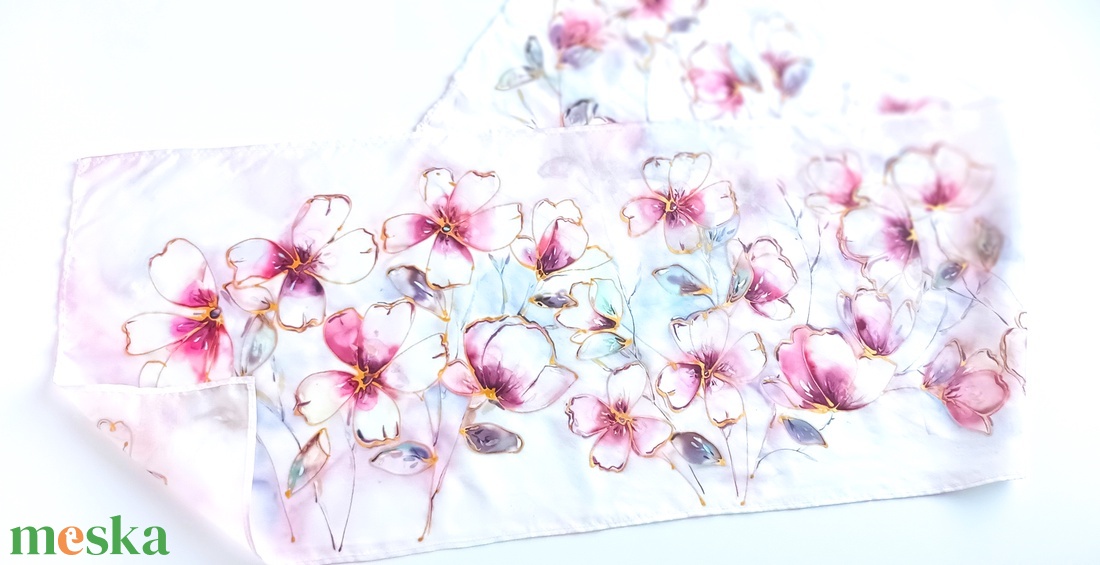 Tündérek kertje tiszta selyem sál - ruha & divat - sál, sapka, kendő - sál - Meska.hu