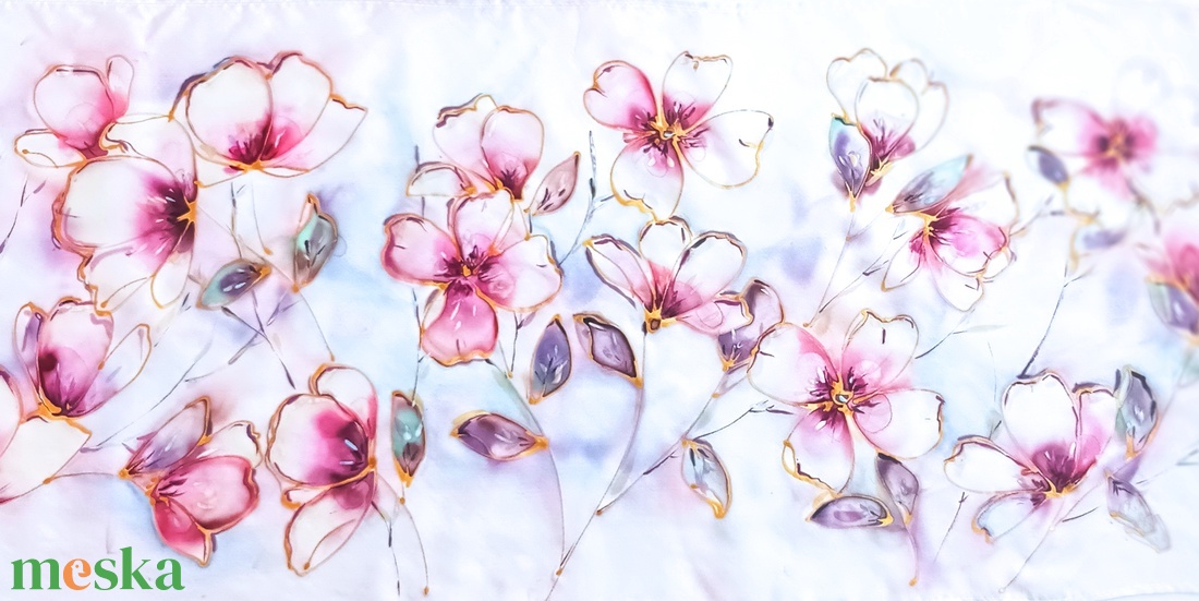 Tündérek kertje tiszta selyem sál - ruha & divat - sál, sapka, kendő - sál - Meska.hu