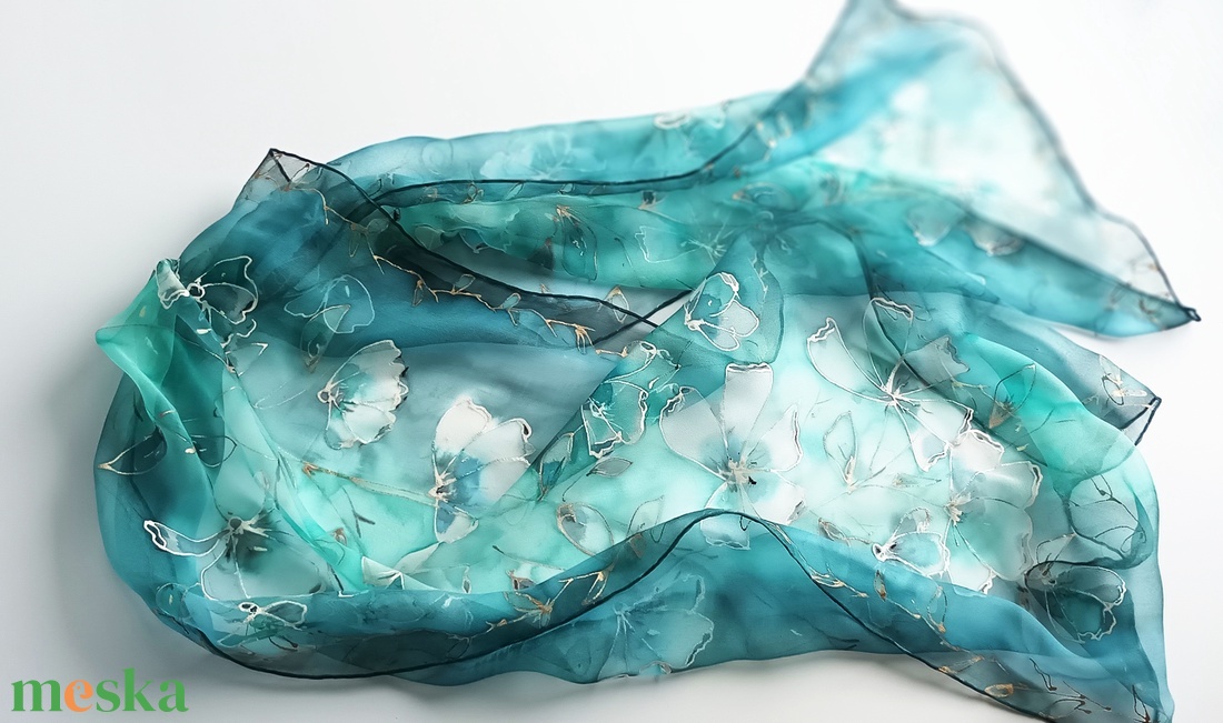 Királynői csillogás tiszta selyem sál - ruha & divat - sál, sapka, kendő - sál - Meska.hu