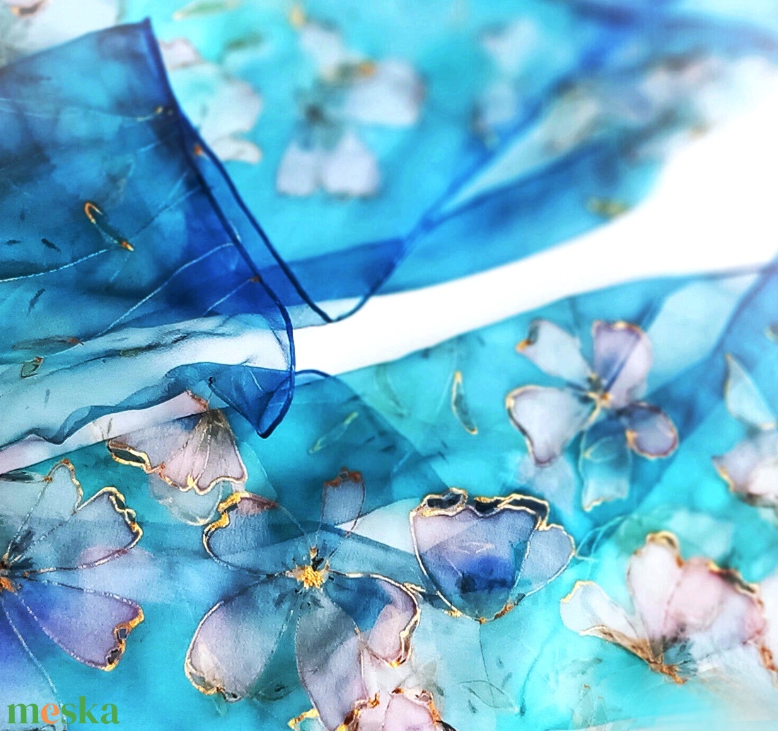 Arany ragyogás tiszta selyem sál - ruha & divat - sál, sapka, kendő - sál - Meska.hu