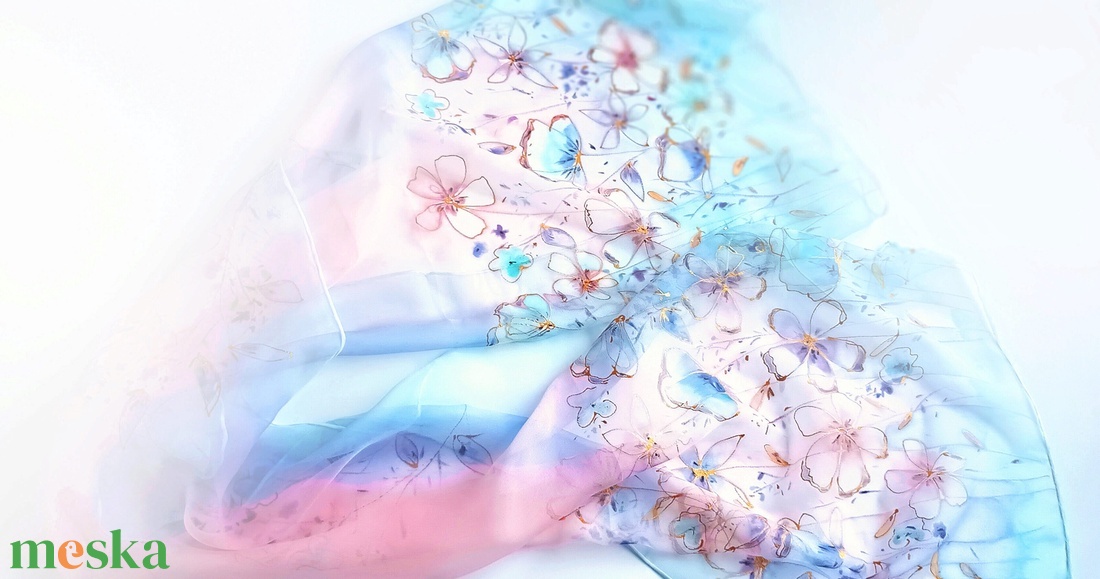 Tavaszi ébredés tiszta selyem sál - ruha & divat - sál, sapka, kendő - sál - Meska.hu