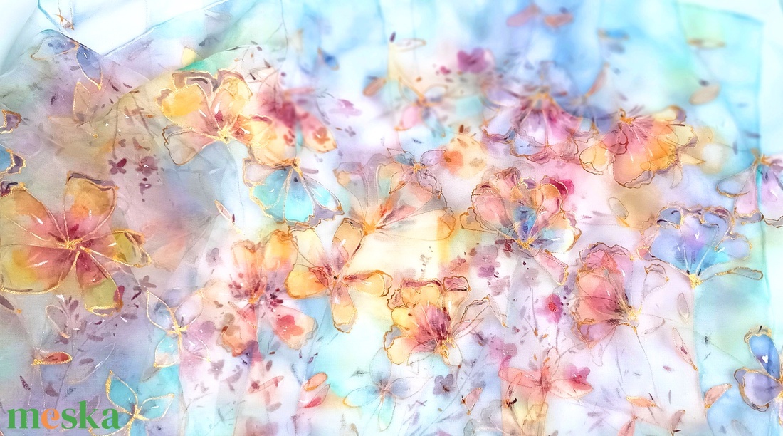 Szín-pompa tiszta selyem sál - ruha & divat - sál, sapka, kendő - sál - Meska.hu