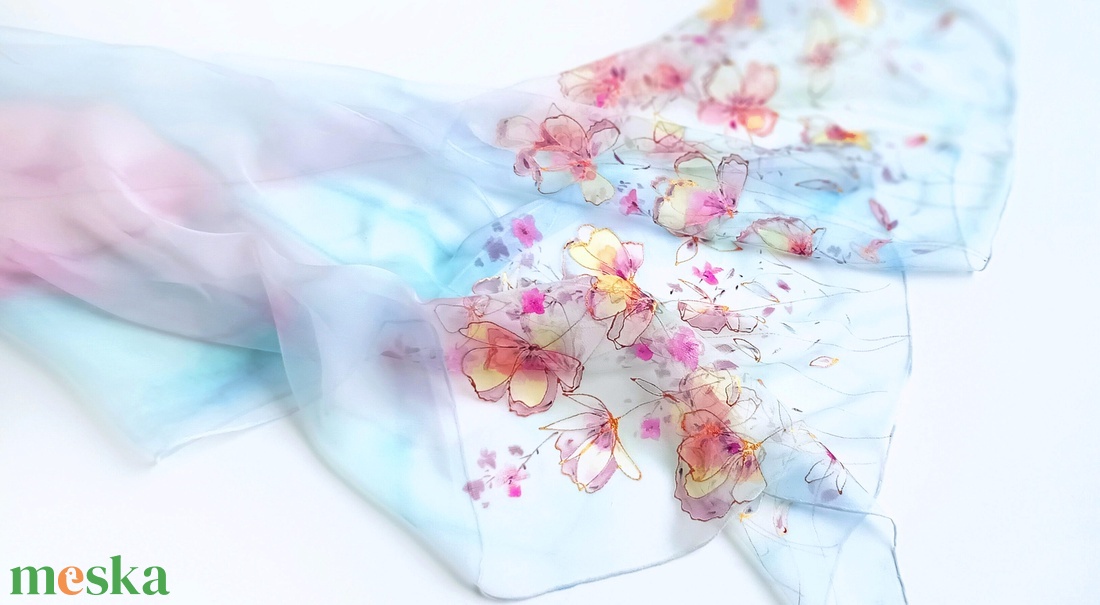 Szivárvány tiszta selyem sál - ruha & divat - sál, sapka, kendő - sál - Meska.hu