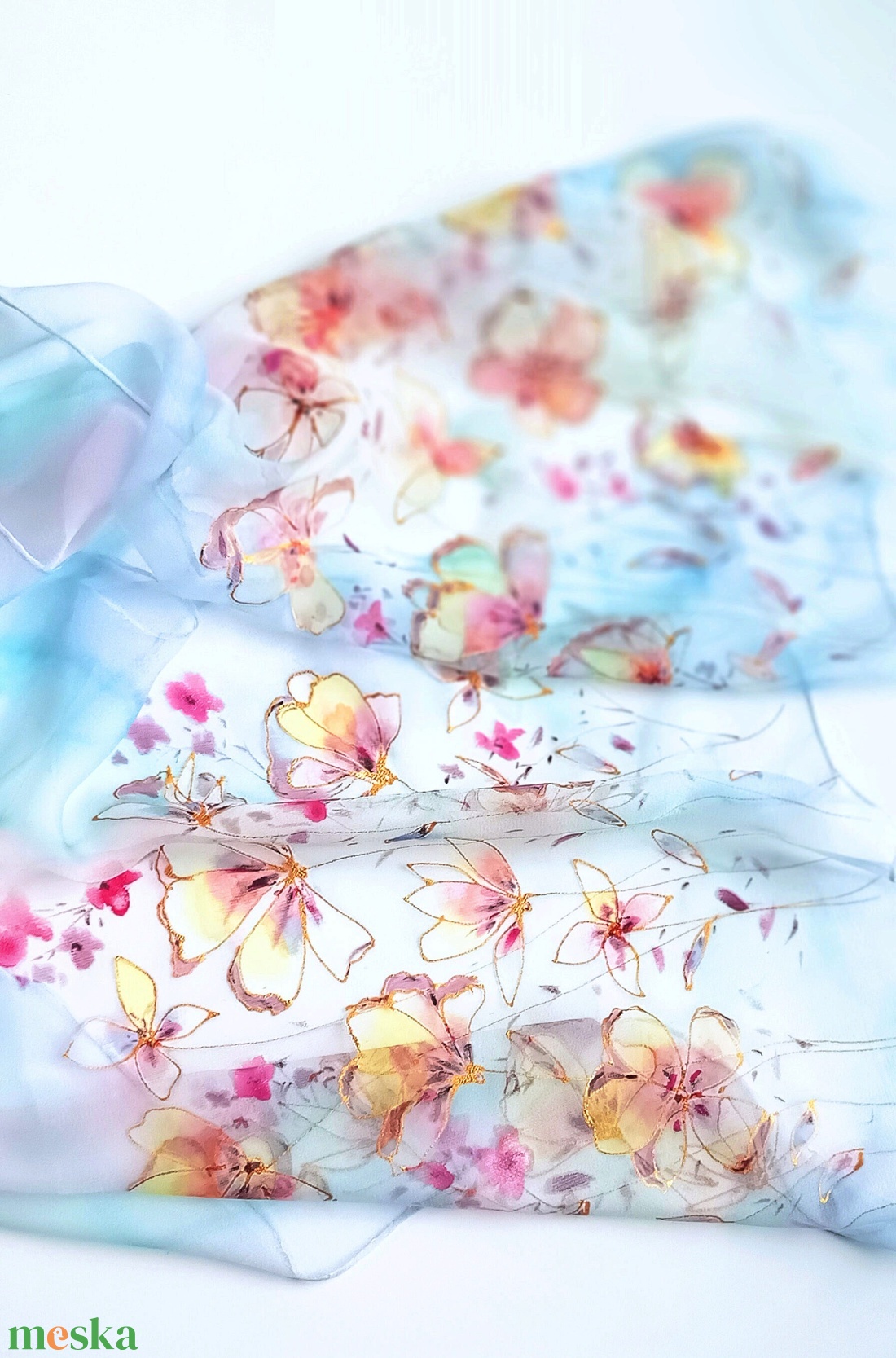 Szivárvány tiszta selyem sál - ruha & divat - sál, sapka, kendő - sál - Meska.hu