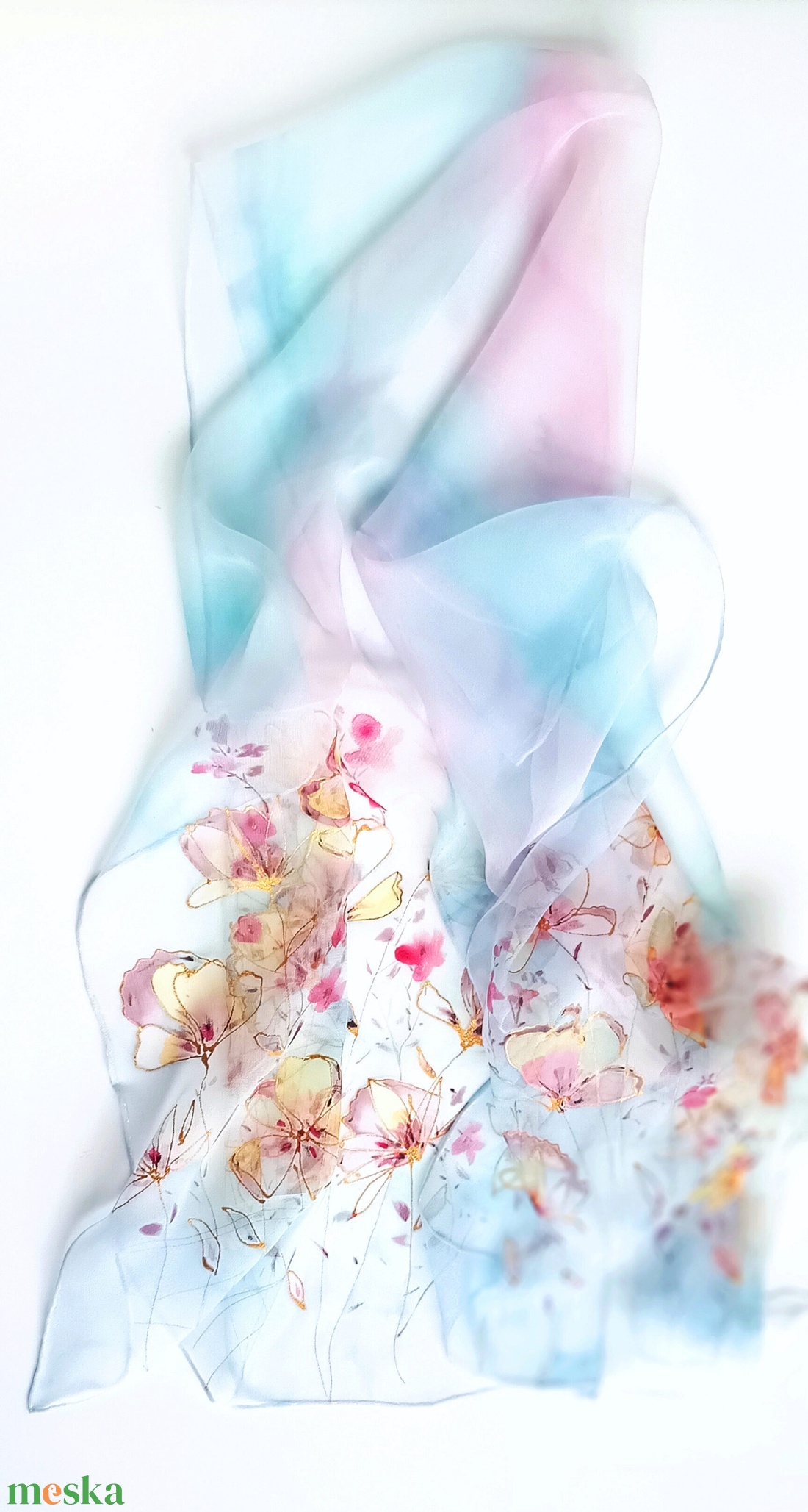 Szivárvány tiszta selyem sál - ruha & divat - sál, sapka, kendő - sál - Meska.hu