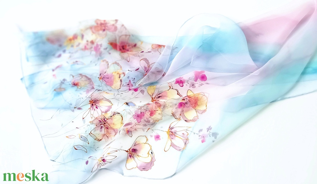 Szivárvány tiszta selyem sál - ruha & divat - sál, sapka, kendő - sál - Meska.hu