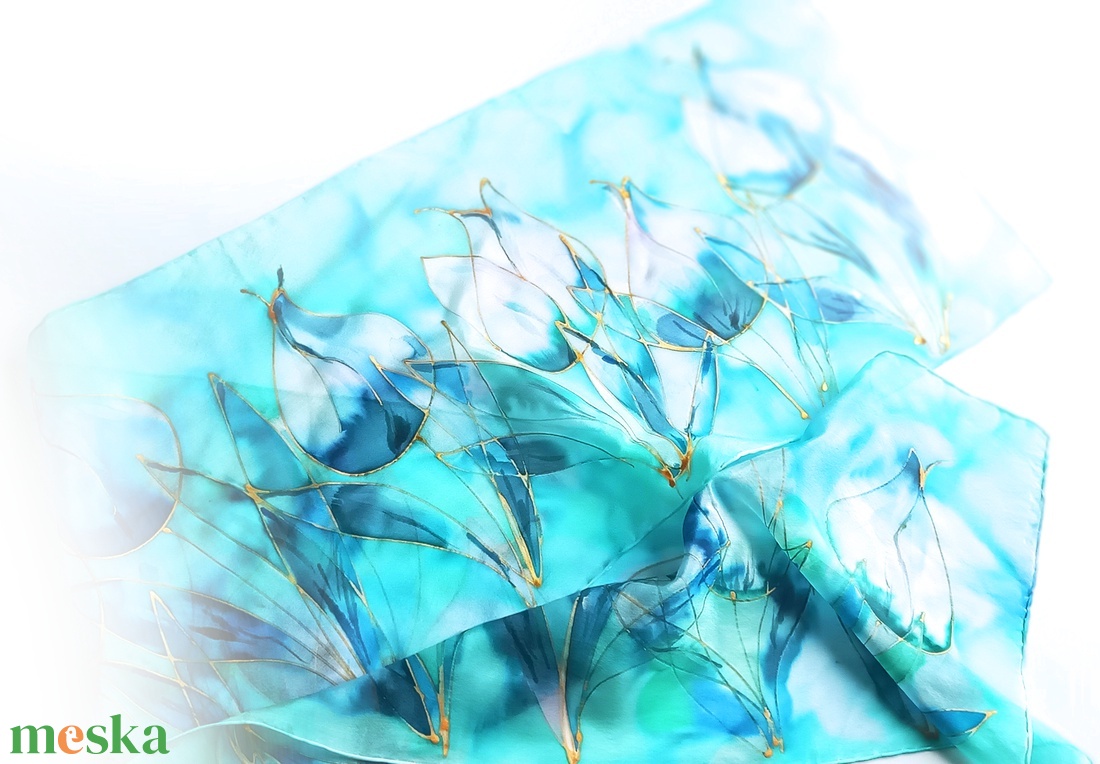 Akvarella tiszta selyem sál - ruha & divat - sál, sapka, kendő - sál - Meska.hu