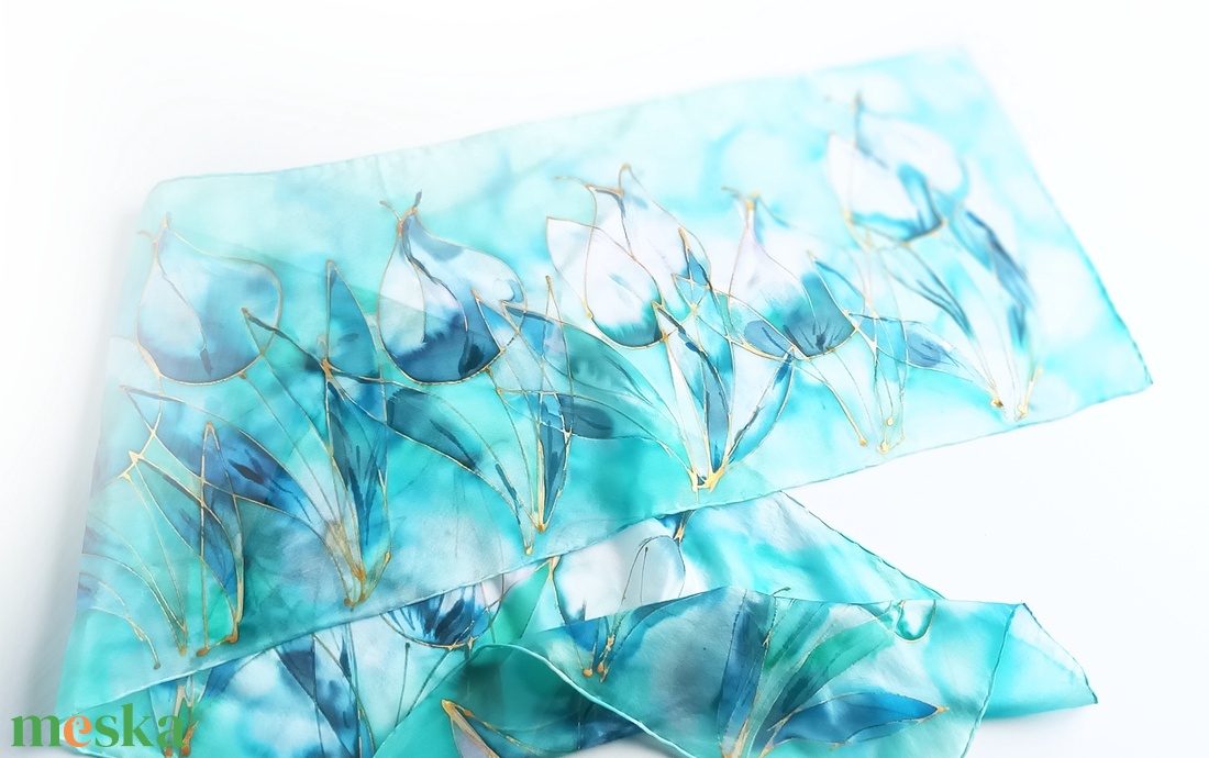 Akvarella tiszta selyem sál - ruha & divat - sál, sapka, kendő - sál - Meska.hu