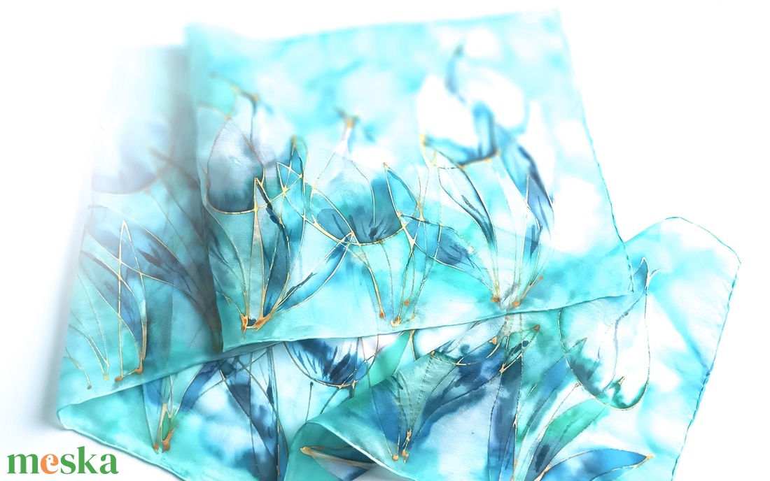 Akvarella tiszta selyem sál - ruha & divat - sál, sapka, kendő - sál - Meska.hu