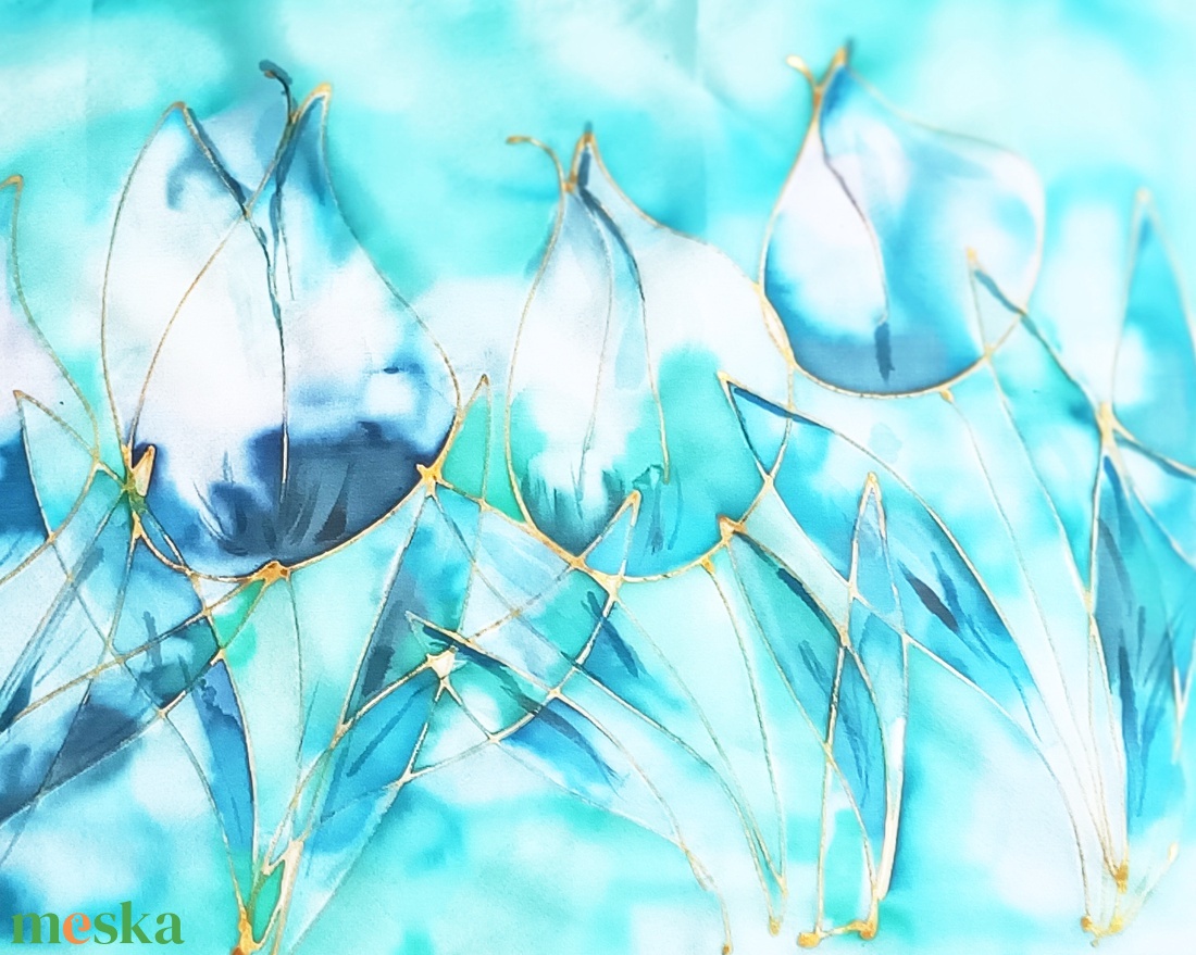 Akvarella tiszta selyem sál - ruha & divat - sál, sapka, kendő - sál - Meska.hu