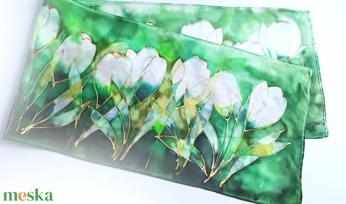 Liliomvarázslat tiszta selyem sál - ruha & divat - sál, sapka, kendő - sál - Meska.hu