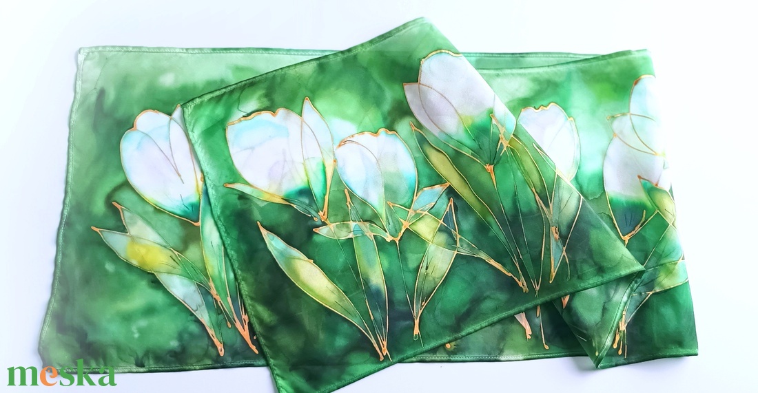 Liliomvarázslat tiszta selyem sál - ruha & divat - sál, sapka, kendő - sál - Meska.hu