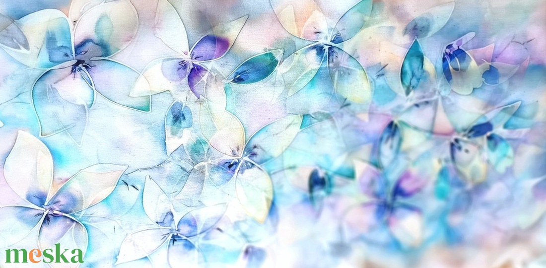 Hajnali hortenziák tiszta selyem sál - ruha & divat - sál, sapka, kendő - sál - Meska.hu