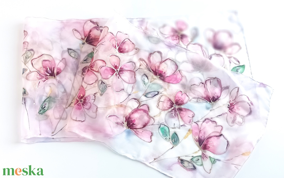 Tündérkert tiszta selyem sál - ruha & divat - sál, sapka, kendő - sál - Meska.hu