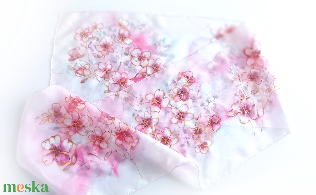 Sakura tiszta selyem sál - ruha & divat - sál, sapka, kendő - sál - Meska.hu